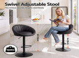 Artiss Bar Stool X2 Gas Lift Adjustable Rounded Shell Backrest PU Leather Black BA-TW-W1061-BKX2