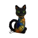 StainedGlass Cat Resin LED Night Light, USB Powered Warm Glow Tabletop Lamp For Bedroom LivingRoom V1369-AZ3-W-14853