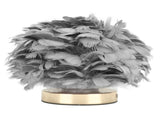 Feather Table Lamp USB Type C 5V Touch Control Stepless Dimming LED Table Lamp for Bedroom Cafe Grey V1294-YM0703-3119230061414