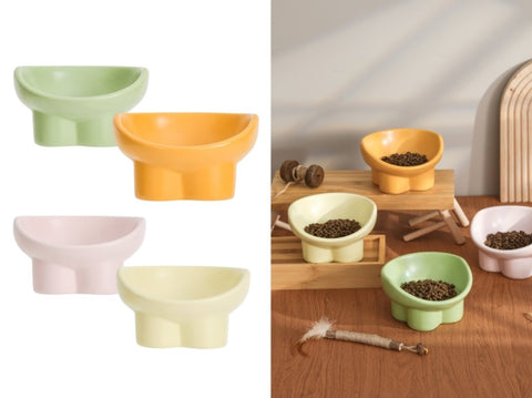 bulk 16 Elevated Ceramic Pet Bowl 4 Assort 14x9cm V637-PET37122