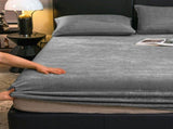 Flannel Sheets Queen 3-Piece Plush Fleece Sheet Bed Sets with 59"78" Fitted Sheet and Pillowcase, V1369-AZ3-W-15445