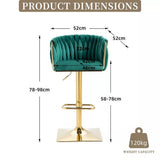SERENIT Modern Velvet Breakfast Bar Stools Swivel Barstools Adjustable Counter Stools with Backrest V255-GP1782R-GREEN