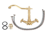 Basin Faucet Short Brass Double Handle Cold Hot Water Swivel Sink Faucet for Kitchen Bathroom V1294-YM0901-3112250016111