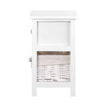 Artiss Bedside Table 1 Drawer with Basket Rustic White X2 ST-CAB-1D-1B-WHX2