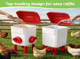 Giantz 12kg Chicken Feeder and 11L Waterer Set Large Capacity Poultry Drinker Kit FIK-FEEDER-PL-11L-RD