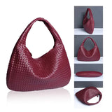 Dark Brown Elegant Woven PU Leather Hobo Bag - Stylish Large-Capacity Shoulder Handbag for Women V888-ELOSUNG11527