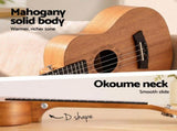 Alpha 26 Inch Solid Mahogany Tenor Ukulele Electric Acoustic EQ System Kit 18 Frets Natural UKULE-E-25-EQ-NAT