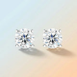 Elegant Four-Prong Moissanite Stud Earrings with Screw Backs Brilliant Round Cut, Icy White V1341-ZY-ZAYHM5G7-MOISSANITEROUND10M-PREMIUMS925