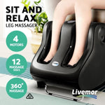 Livemor Foot Massager Shiatsu Massagers Electric Roller Calf Leg Kneading Black FOOT-MASSAGE-288-BK