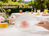 100 Pack Clear Gold Plastic Dessert Plates, 6Inch Clear Gold Small Appetizer Plates With Hammered, V1258-DP02-WO-486