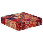 Patchwork Pouffe Square Cotton Handmade 50x50x12 Cm Red 43_246575