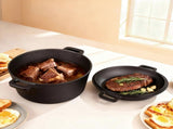 Toque 5.84L Double Dutch Oven 2 in 1 Cast Iron Pan KT1026-AU