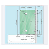 100cm Frameless Glass Bath Screen Wall Channel with Brass Hinges in Chrome Finish V63-852511