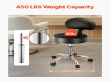 Round Rolling Stool, PU Leather Rolling Stool with Backrest, 360&deg Swivel Drafting Stool with V952-YDHSJSYXYKBWDYI0TV0