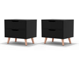 Artiss 2 x Bedside Table 2 Drawers - BODEN Black FURNI-L-SCAN-BS01-BKX2