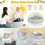 Corner Ball Pit Playpen Enclosure Safe Grey Play Area for Babies and Toddlers, Indoor or Outdoor V63-921201