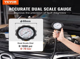 Diesel Engine Compression Tester, 18 pcs Cylinder Pressure Test Tool Kit, with 0-1000 psi Gauge and V952-QCQGYLCSYCY0OQGECV0