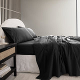Royal Comfort Vintage Washed 100 % Cotton Sheet Set Single - Charcoal ABM-10002569