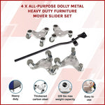 4 X All-purpose Dolly Metal Heavy Duty Furniture Mover Slider Set V63-847681