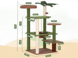 i.Pet Cat Tree Tower 152cm Jungle Multi-Level Scratching Post Leafy Canopy PET-CAT-L152-CT-GNBR