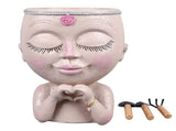 Face Planter Pot Resin Love Style Lady Head Succulent Planter Women Face Flower Pot with Drainage V1294-YM0706-3111230240211