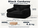 Soft Corduroy Kids Armchair with Pockets, Comfy Foam-Filled Lounge Seat for Bedroom Living Room V1341-ZY-AZA5DQVS-BLACK