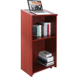 Podium Stand, 47 in Hostess Stand with 4 Rolling Wheels, Wood Podium with Storage Shelves, and Slant V952-CTSJTZSYMDF47U54AV0