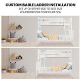 Kingston Slumber Triple Wooden Single Over Double Bunk Bed Frame for Kids, Convertible Design, White V219-BEDDBBKS03WA