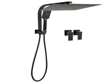 Matt Black 2in1 Set 16" Large Shower Head 3 Modes Handheld Gooseneck Arm Twin Taps Set V1233-A702BHS002M4CBKSS116BCPF0272BK