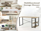 CARLA HOME Office Desk with 2 Shelves - Metal Frame - Natural - 120cm - Brown - Rustic V178-36432