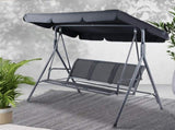 Gardeon Outdoor Swing Chair Garden Bench Furniture Canopy 3 Seater Mesh Black GSC-BST-LD2A-BK