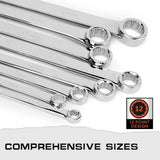 HORUSDY 8Pc Extra Long Aviation Spanner Set Double Ring Wrench 8-24mm 12 Point V465-81160