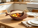 Lifelike Fish Shaped Hand Woven Storage Basket, Decorative Nautical Organizer Tray, Multipurpose V1192-AZ-W-24649