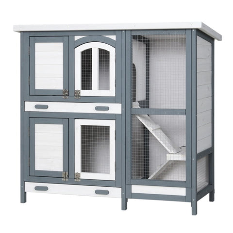 i.Pet Rabbit Hutch 98cm x 45cm x 92cm Chicken Coop Large Wooden House Run Cage Bunny Guinea Pig PET-RH-475S-GR