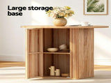 1 Artiss Dining Table and 4 Chairs Set Natural Timber DSET-DTAB-RD-RUB-WDX4