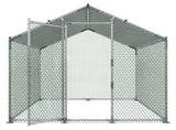 Metal Chicken Coop, 6.56x6.56x6.56ft Large Walk-in Chicken Runs with Cover, Spire Roof Hen House V952-JSJS222MJDDM0VGWG001V0