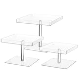 3PCS Acrylic Cupcake Stand Set, Clear Tiered Dessert Display Risers with Non-Slip Pads & Guard Edge, V1192-AZ-W-18242