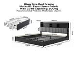 Artiss King Bed Frame with Storage, 4 Drawers and Charging Station BFRAME-M-AXIS-K-BK-ABC
