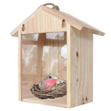 Birdhouse Bird Feeder Wooden Hanging Nest Box Outdoor Window Cage with Suction Cups V1294-YM0718-10126708