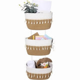 The Door Hanging Basket Boho Woven Over Door Storage Organizer 3 Tier Hanging Baskets for Entryway V1192-AZ-W-21633