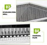 Stainless Steel Portable Outdoor BBQ Barbecue Grill Set Charcoal Kebab Picnic Camping Sets Medium V610-BBQMED-SIL
