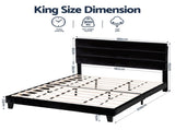 Artiss King Bed Frame Upholstered Platform Base with Geometric Headboard Black Velvet BFRAME-H-HUSH-K-BK-ABC