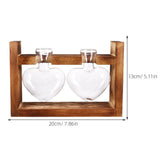 2Pcs Coffee Glass Vase with Wooden Stand Hydroponic Plant Planter for Home Decor and Storage V1369-AZ3-W-15886