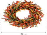 22 Inch Fall Flower for Front Door, Autumn Yellow Orange Forsythia Flower Indoor Outdoor V1258-DP02-C-2687