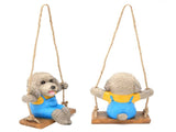 Swing Animal Hanging Teddy Dog Cartoon Garden Decoration Pendant Style Resin Statue CraftsGray V1294-YM0901-3111210157612