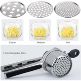 Potato Masher, Potato Masher With 3 Interchangeable Discs, Professional Stainless Steel V1188-MS-227-2105