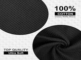 Homaxy 100% Cotton Dish Cloths, 8 Pack - 12 x 12 Inches, Black and Flat and Terry Dish Towels V1258-DP02-F-174