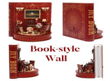 DIY Book Nook Kit Book Theater 3D Wooden Puzzle Miniature Dollhouse Bookshelf Insert with LED Light, V888-ELOSUNG50316