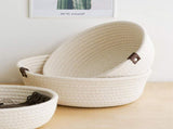 3 Piece Cotton Rope Woven Storage Basket Set Round Cotton Linen Storage Basket for Desktop V1294-YM0703-3117230008412