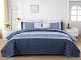 Mineral Blue Stripe Plaid Dream Bedspread Coverlet 3 Piece Set V745-AC081475Q13U